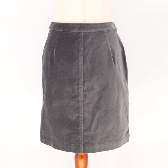 GARNET HILL Button-Front Velvet Mini Skirt Gray Size 4 - Picture 4 of 8